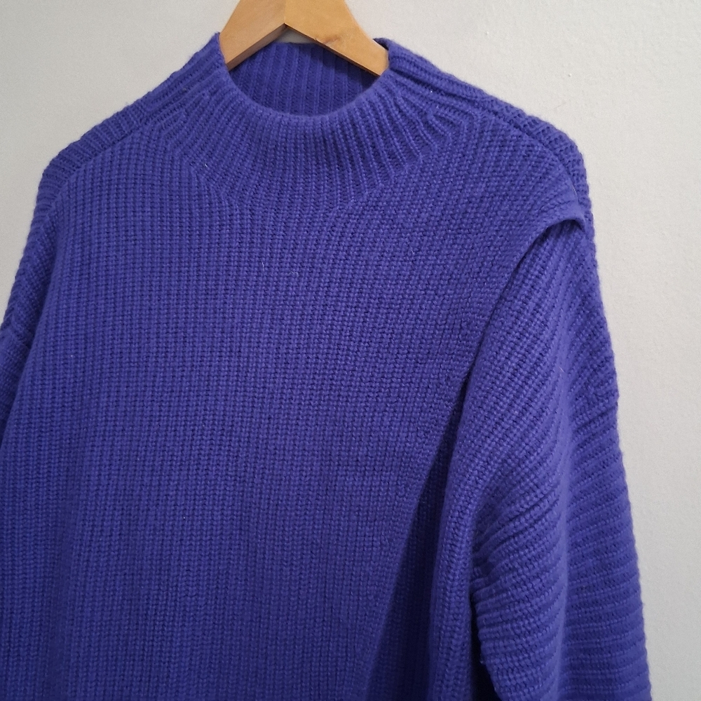 Athleta Azalea Merino Wool Cashmere Sweater Nobel Purple Sweater Size Large - Picture 5 of 12